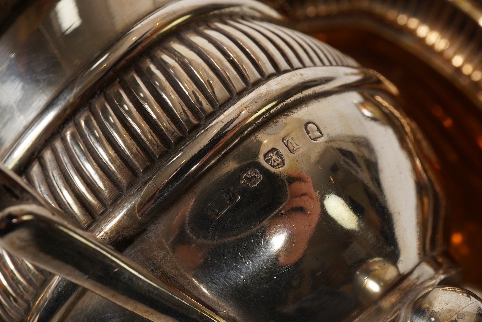 A George III silver three piece tea set, by John Wakefield